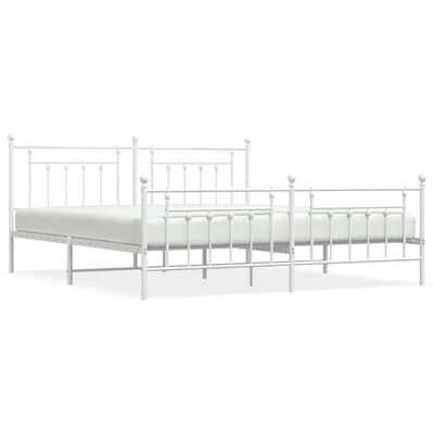 vidaXL Cadre de lit métal sans matelas et pied de lit blanc 193x203 cm