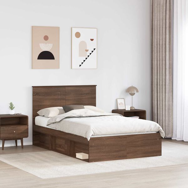 vidaXL Cadre de lit Ch&ecirc;ne brun 120 x 200 cm Bois de pin massif
