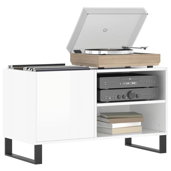 vidaXL Armoire &agrave; disques blanc brillant 85x38x48 cm bois d'ing&eacute;nierie