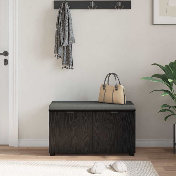 vidaXL Banc d'entr&eacute;e avec coussin Ch&ecirc;ne noir 80 x 46 x 46 cm