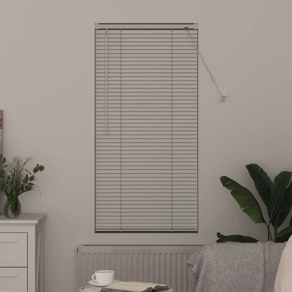 vidaXL Store de Fen&ecirc;tre avec des rideaux Blanc Aluminium