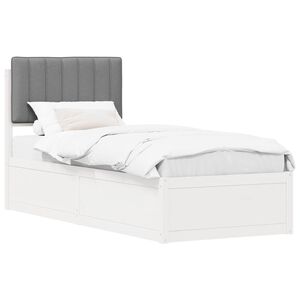 vidaXL Cadre de lit avec t&ecirc;te de lit rembourr&eacute;e Gris clair 75 x 190 cm