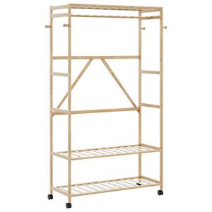 vidaXL Porte-v&ecirc;tements et &eacute;tag&egrave;res et roulettes 110x40x180 cm bambou