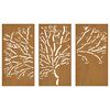 vidaXL D&eacute;corations murales jardin 3 pcs 105x55 cm design d'arbre acier