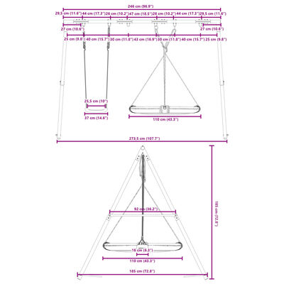 vidaXL Jeu de balançoire d'extérieur balançoire et balançoire soucoupe