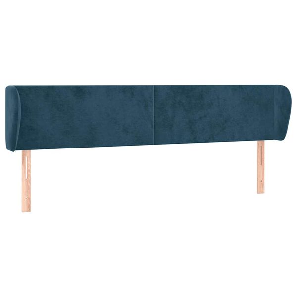 vidaXL T&ecirc;te de lit avec oreilles Bleu fonc&eacute; 203x23x78/88 cm Velours
