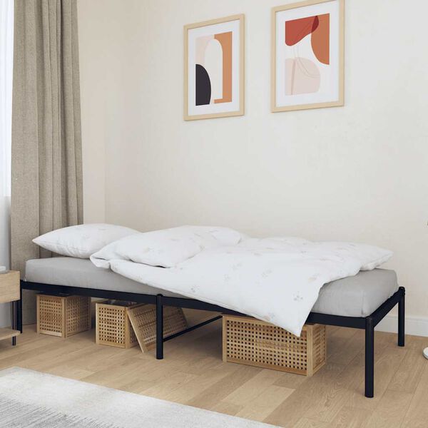 vidaXL Cadre de lit m&eacute;tal sans matelas noir 75x190 cm
