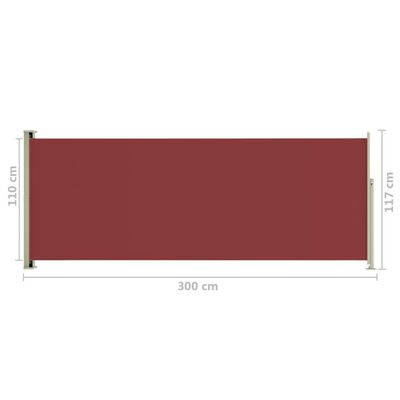 vidaXL Auvent latéral rétractable de patio 117x300 cm Rouge
