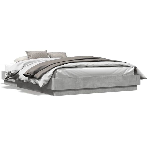 vidaXL Cadre de lit sans matelas gris b&eacute;ton 150x200 cm