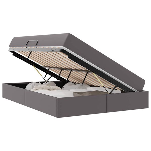 vidaXL Lit avec rangement et matelas avec matelas 2 pcs Gris Cuir