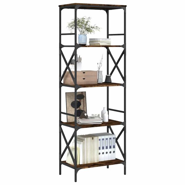 vidaXL Biblioth&egrave;que &agrave; 5 niveaux ch&ecirc;ne fum&eacute; 59x35x171 cm