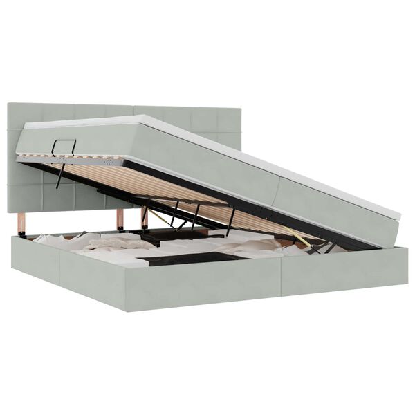 vidaXL Lit avec rangement et LED Gris clair 200 x 200 cm Velours