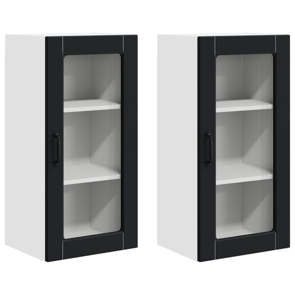 vidaXL Armoire de cuisine 2 pcs Noir 40 x 31 x 80 cm Bois d'ing&eacute;nierie