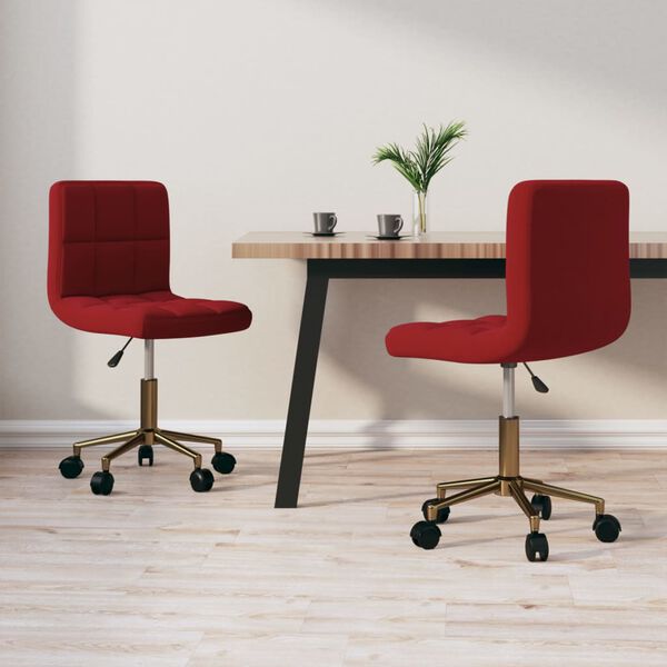 vidaXL Chaises &agrave; manger pivotantes lot de 2 rouge bordeaux velours