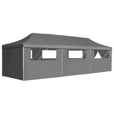 vidaXL Tente de réception pliable avec 8 parois 3 x 9 m Anthracite