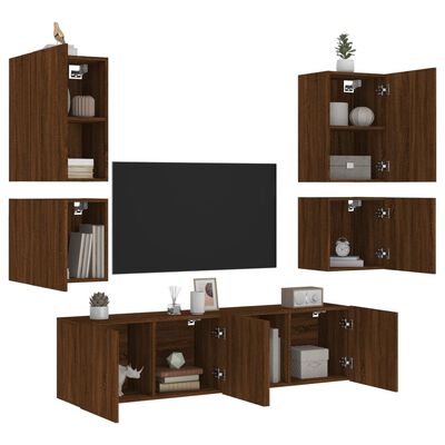 vidaXL Unités murales TV 6 pcs chêne marron bois d'ingénierie