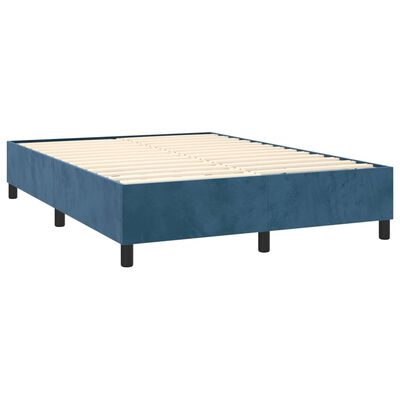 vidaXL Sommier à lattes de lit et matelas Bleu foncé 140x190cm Velours