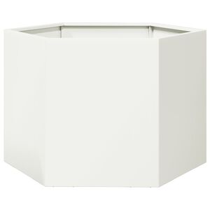 vidaXL Jardini&egrave;re blanc hexagone 69x60x45 cm acier