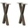 vidaXL Pieds de table basse en forme de X, 2 pi&egrave;ces, acier naturel, 38 x (42-43) cm