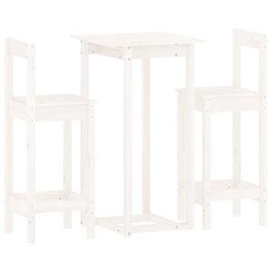 vidaXL Ensemble de bar 3 pcs Blanc Bois de pin massif
