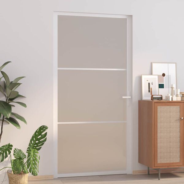 vidaXL Porte int&eacute;rieure 102,5x201,5 cm Blanc Verre mat et aluminium
