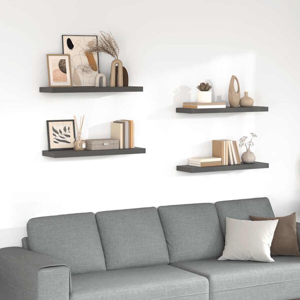 vidaXL &Eacute;tag&egrave;re murale flottante 4 pcs Gris brillant 80x23,5x3,8 cm MDF
