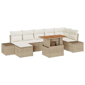 vidaXL Ensemble de canap&eacute; de jardin avec coussin 8 pcs Beige et cr&egrave;me