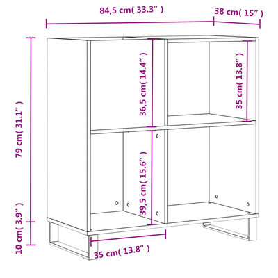 vidaXL Armoire à disques blanc brillant 84,5x38x89cm bois d'ingénierie