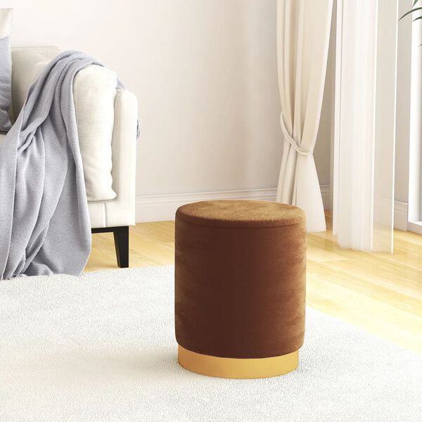 vidaXL Tabouret de rangement rond Marron Velours 31 x 37 cm