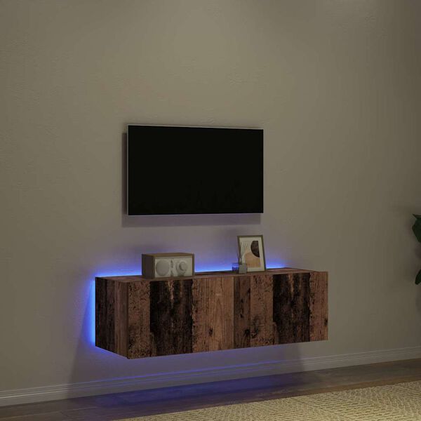 vidaXL Meuble TV mural 2 pcs Bois Ancien 100 x 35 x 31 cm