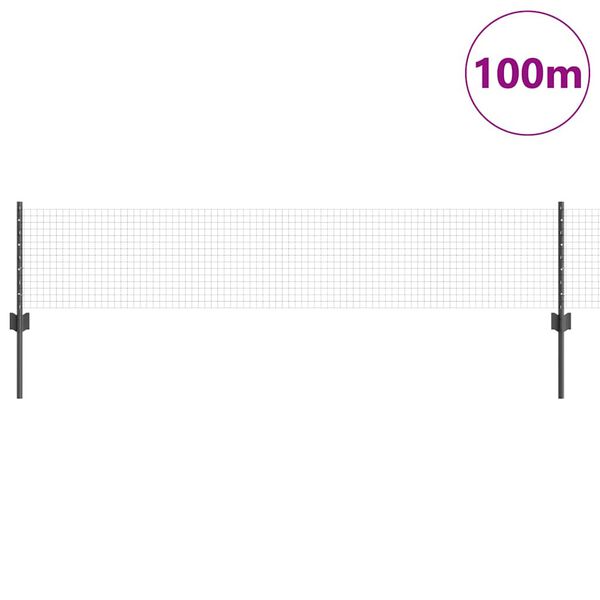 vidaXL Cl&ocirc;ture avec poteau Gris 0,4 x 100 m Acier et PVC