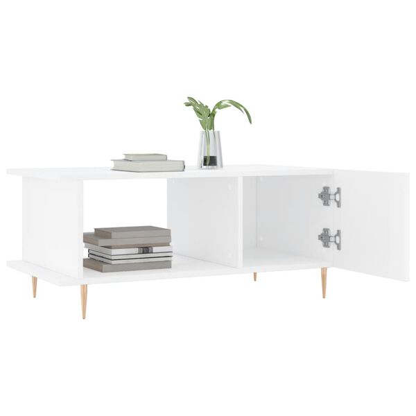 vidaXL Table basse Blanc brillant 90x50x40 cm Bois d'ingénierie