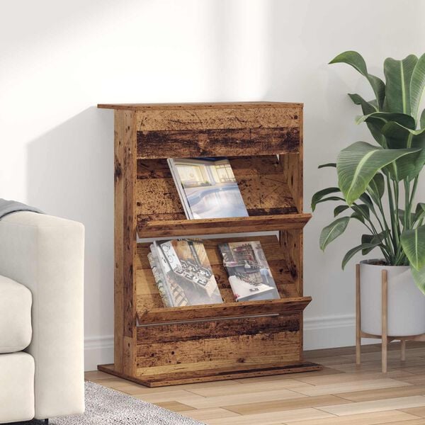 vidaXL &Eacute;tag&egrave;re &agrave; magazines avec &eacute;tag&egrave;re Bois ancien 70 x 41 x 96 cm
