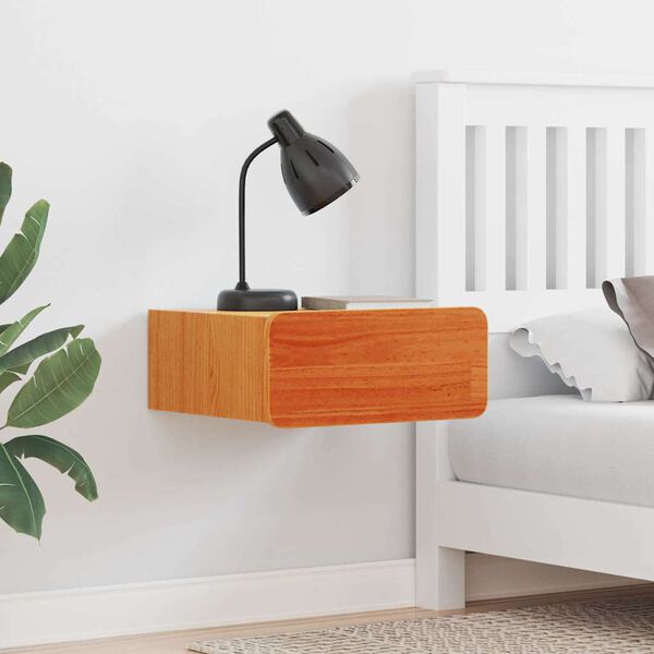 vidaXL Table de chevet Brun cire 39 x 34 x 16,5 cm Bois massif en pin