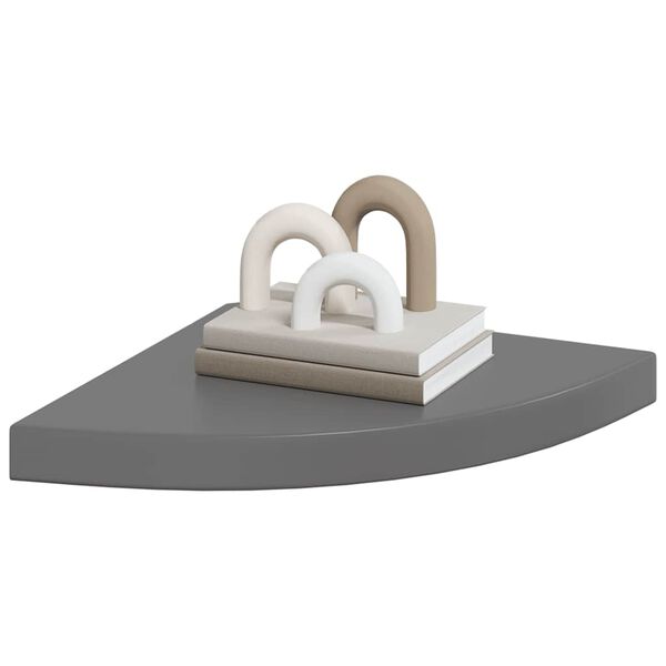 vidaXL &Eacute;tag&egrave;res d'angle flottantes 2pcs gris brillant 35x35x3,8 cm MDF
