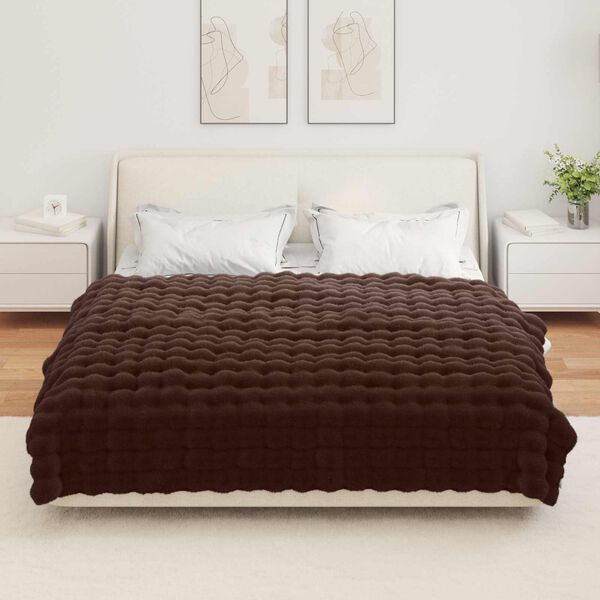vidaXL Couverture en Fourrure de Lapin Synth&eacute;tique 4 pcs Camel