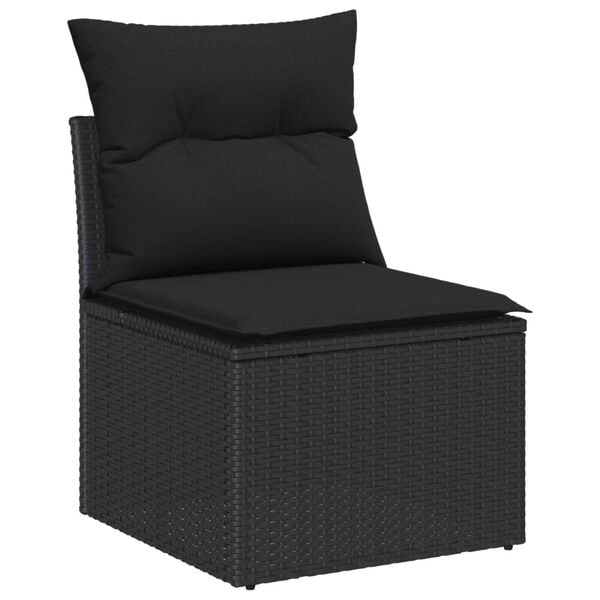 vidaXL Ensemble de canapé de jardin avec coussin 4 pcs Noir Poly rotin