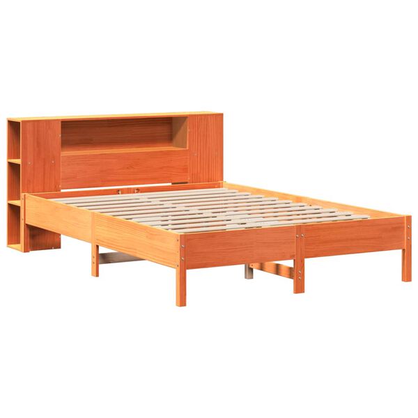 vidaXL Lit biblioth&egrave;que sans matelas cire marron 150x200 cm pin massif