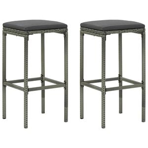 vidaXL Tabourets de bar avec coussins lot de 2 gris r&eacute;sine tress&eacute;e