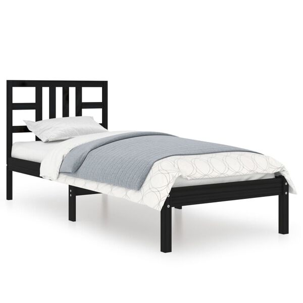 vidaXL Cadre de lit sans matelas noir 75x190 cm bois massif
