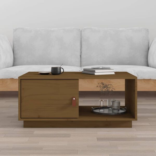 vidaXL Table basse Marron miel 80x50x35,5 cm Bois massif de pin