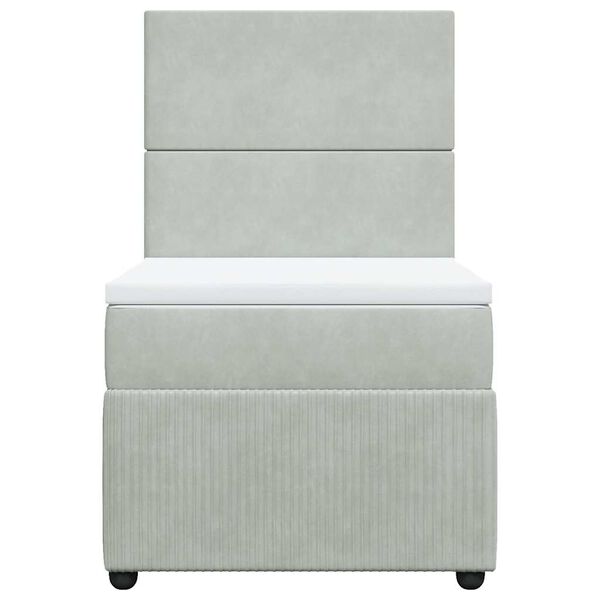 vidaXL Sommier &agrave; lattes de lit et matelas Gris clair 90x200 cm Velours
