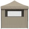 vidaXL Tente de r&eacute;ception pliable escamotable 4 parois lat&eacute;rales taupe