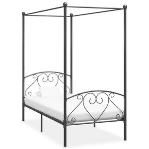 vidaXL Cadre de lit &agrave; baldaquin sans matelas gris m&eacute;tal 100x200 cm