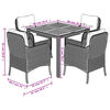 vidaXL Ensemble &agrave; manger de jardin coussins 5pcs Noir R&eacute;sine tress&eacute;e