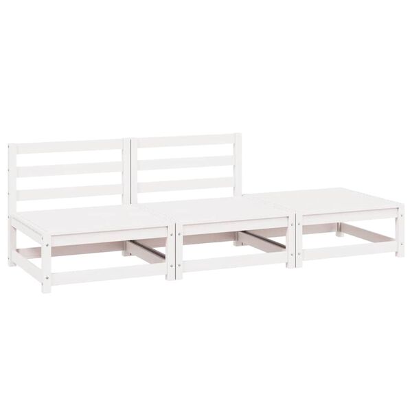 vidaXL Salon de jardin 3 pcs Blanc Bois de pin massif