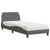 vidaXL Lit avec matelas Dover gris foncé 90x190 cm tissu