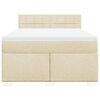 vidaXL Sommier &agrave; lattes de lit avec matelas Cr&egrave;me 160x200 cm Tissu