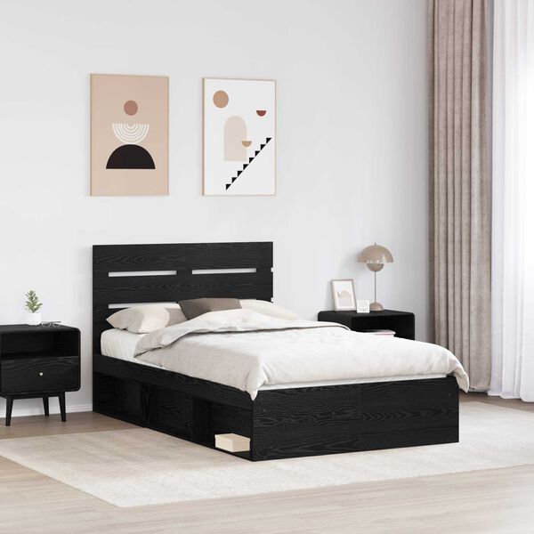 vidaXL Cadre de lit Noir 120 x 200 cm Bois de pin massif