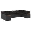 vidaXL Salon de jardin 10 pcs avec coussins noir r&eacute;sine tress&eacute;e